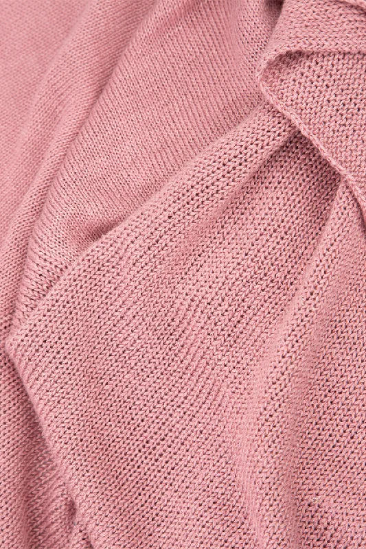 Open Longer Back Rose Linen Cardigan