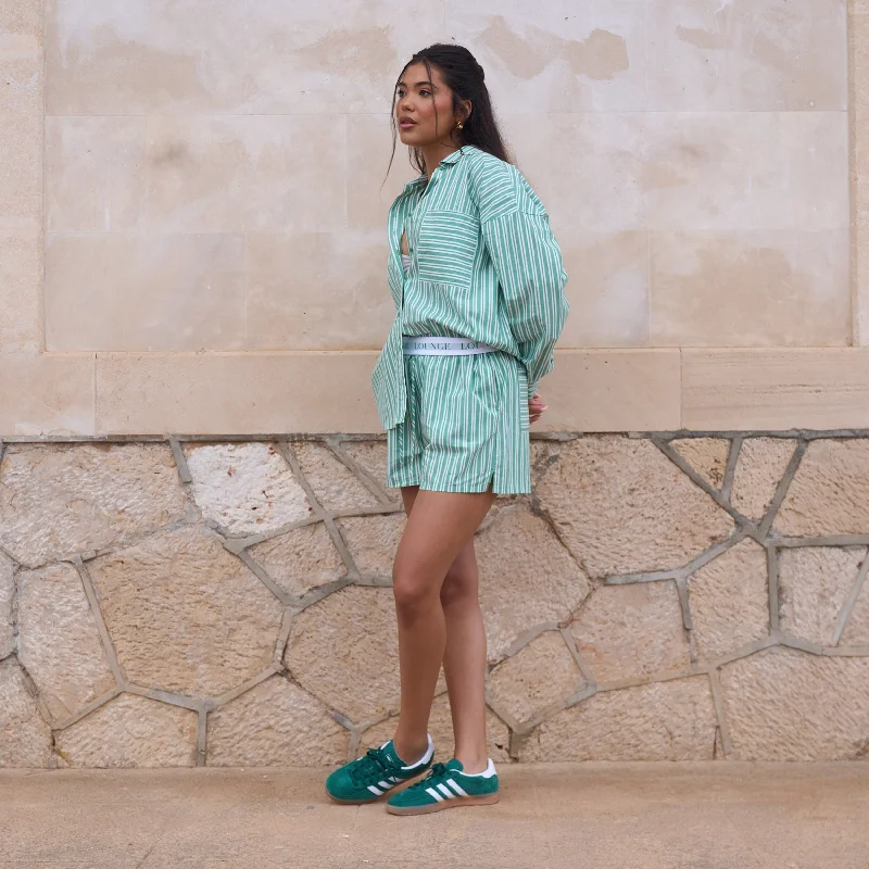 Oversized Pinstripe Shirt - Green