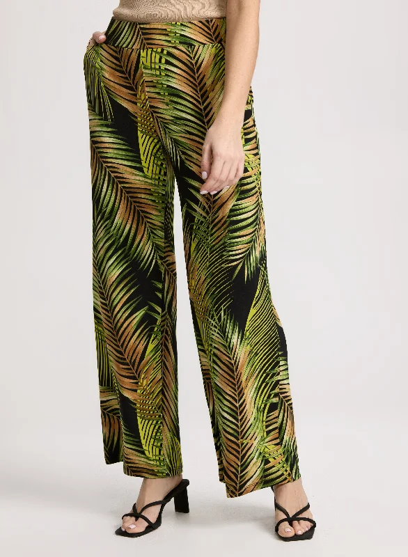 Palm Print Wide Leg Pants