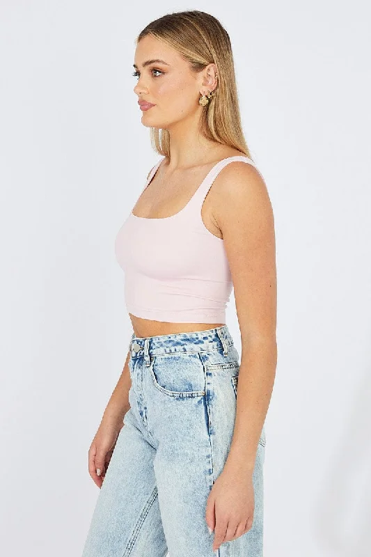 Pink Crop Tank Top Seamless