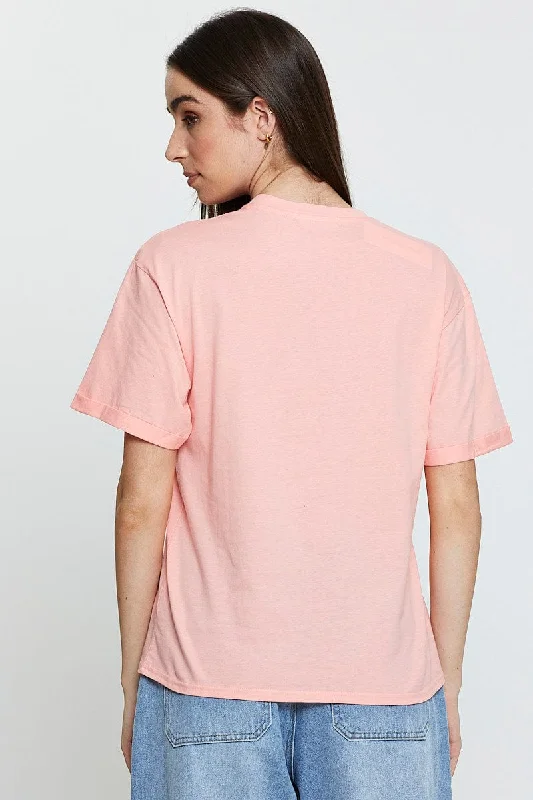 Pink Graphic T Shirt Short Sleeve