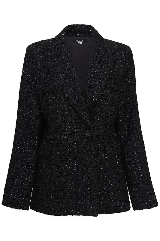 Poly/Wool Double breasted Jacket | BLACK LUREX | 8194ZR