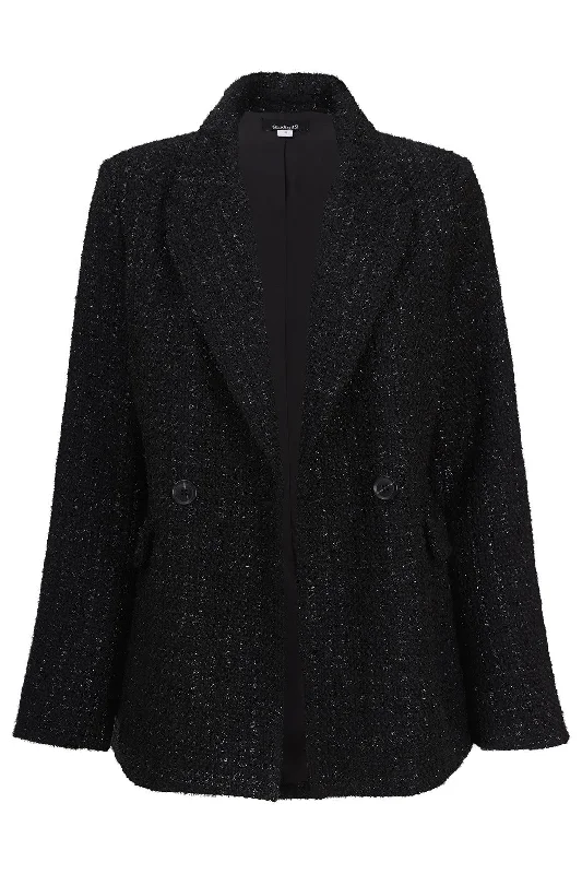 Poly/Wool Double breasted Jacket | BLACK LUREX | 8194ZR