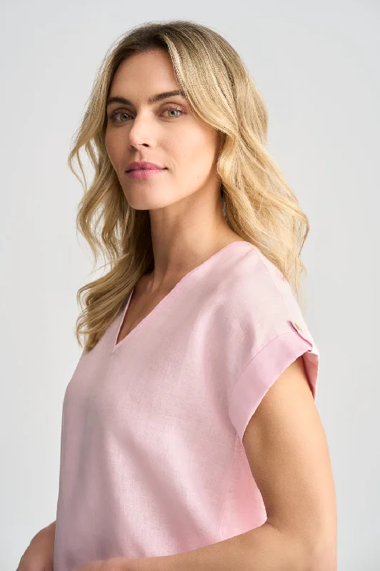 Linen Mix V-Neck T-Shirt