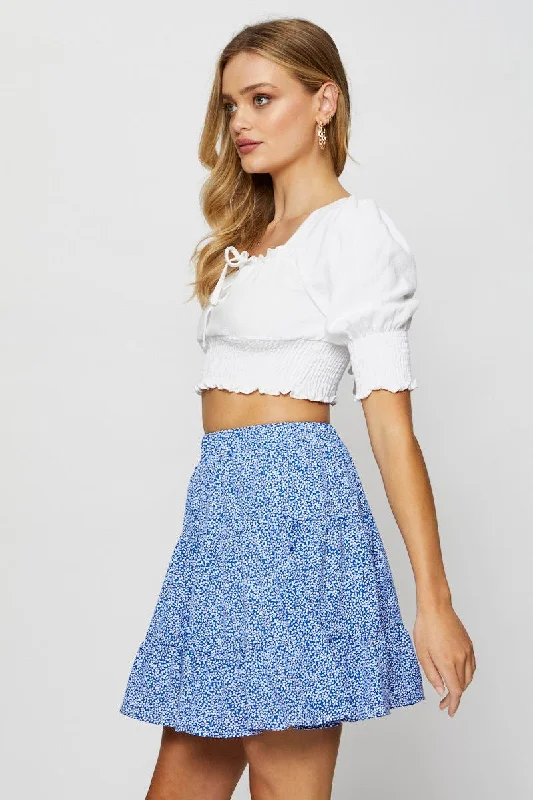 Print Flare Skirt Mini High Rise