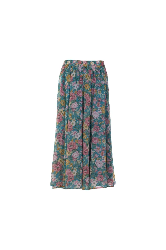 Printed Chiffon Skirt | Marine Pink Rose | 7127AR