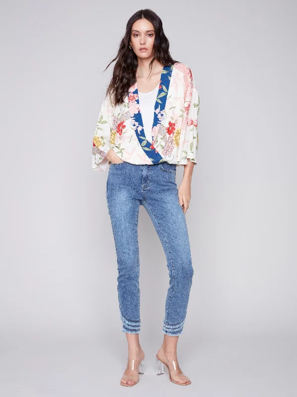 Printed Overlap Blouse - Paisley