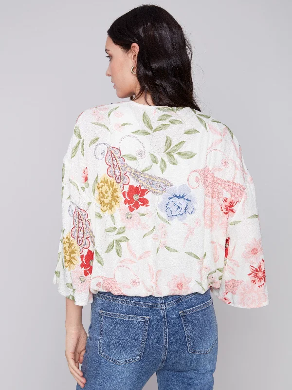 Printed Overlap Blouse - Paisley