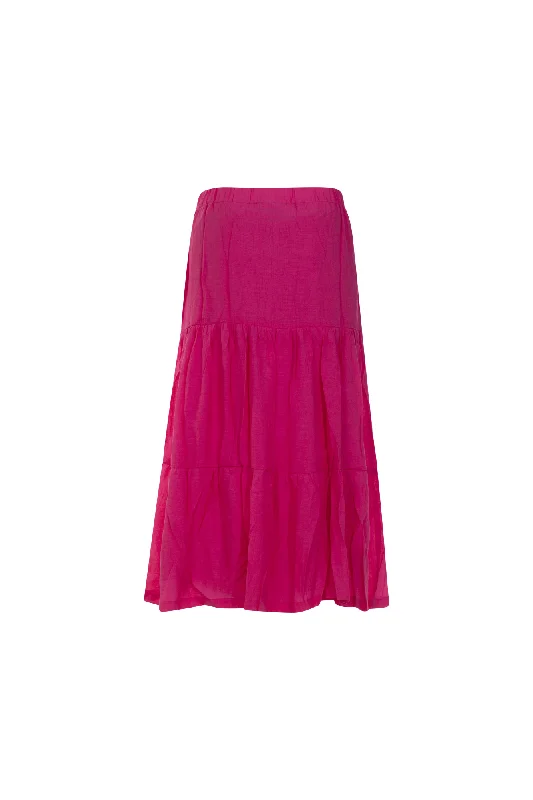 Pull on tiered Skirt with lining | CERISE | 8837AR