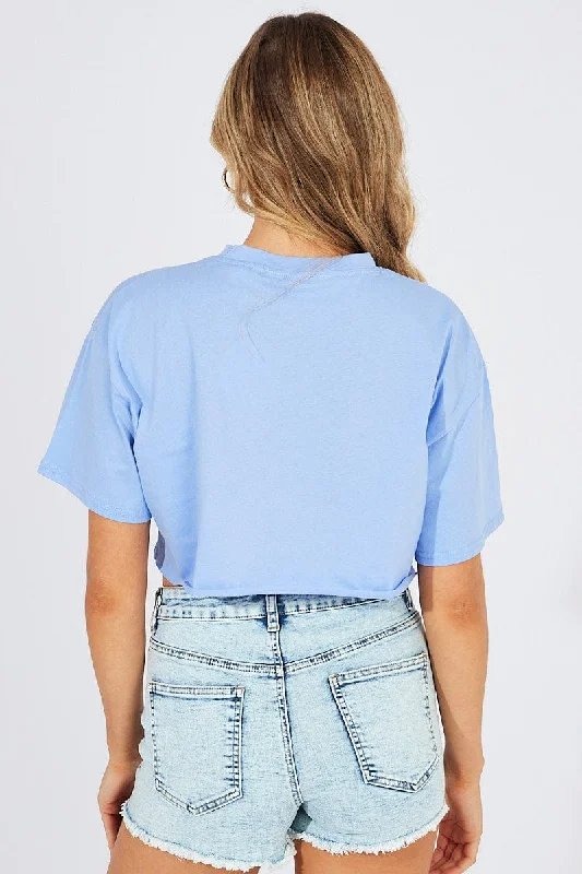 Blue Graphic Tee Santa Monica Varsity Crop T-shirt