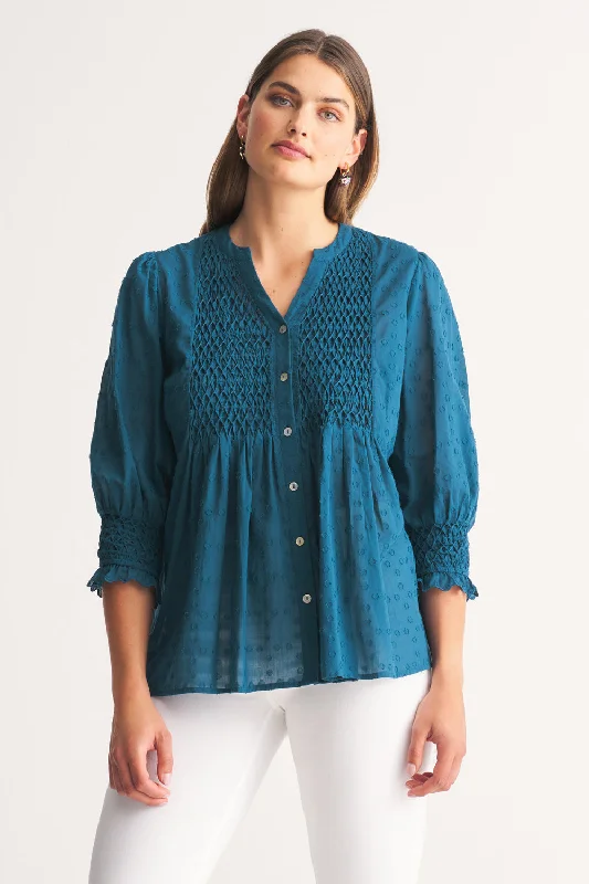 Smocked Cotton Blouse