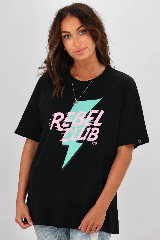 Rebel Club By Shine On Bolt Boyfriend Tee Jet Black