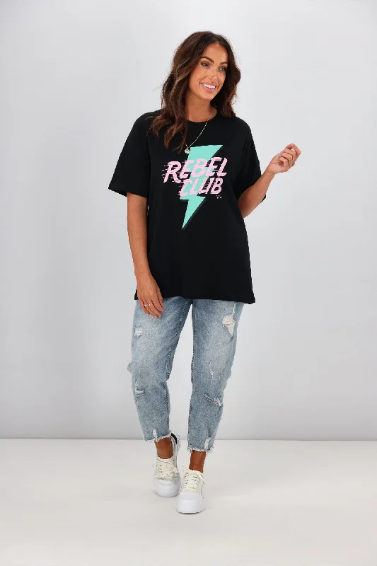 Rebel Club By Shine On Bolt Boyfriend Tee Jet Black