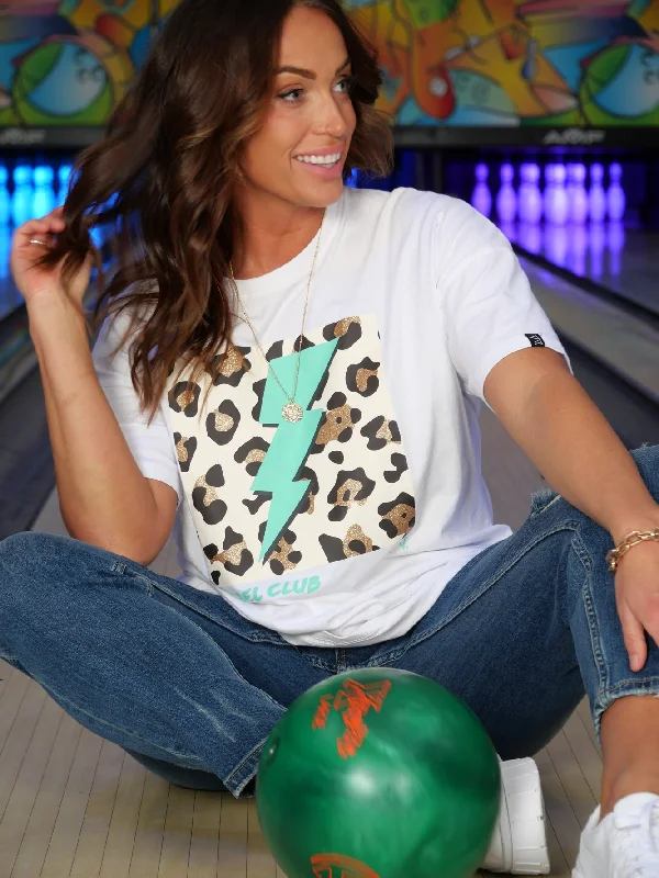 Rebel Club By Shine On Cheetah Bolt Boyfriend Tee Optical White