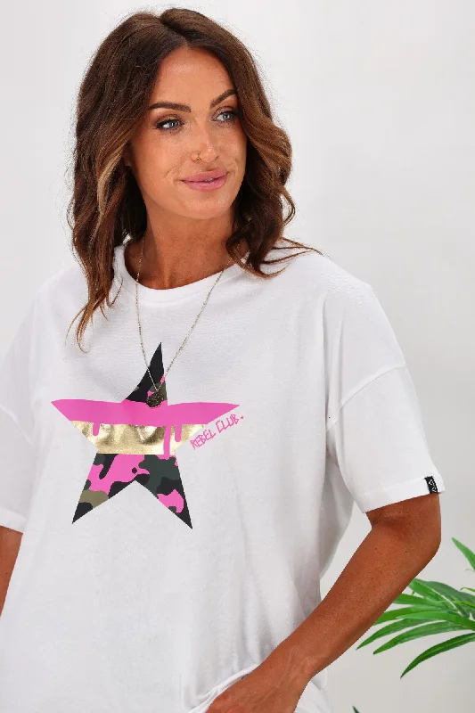 Rebel Club by Shine On Tee - Foil Star - White