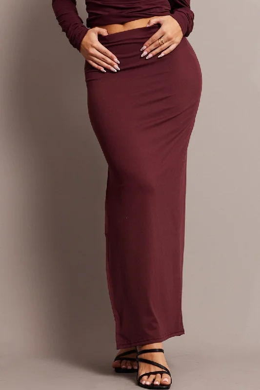 Red Supersoft Maxi Skirt Side Split