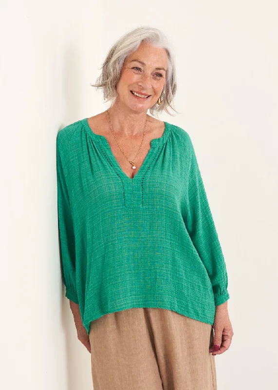 SAFIA COTTON TOP - GREEN