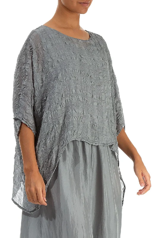 Sage Textured Kaftan Silk Blouse