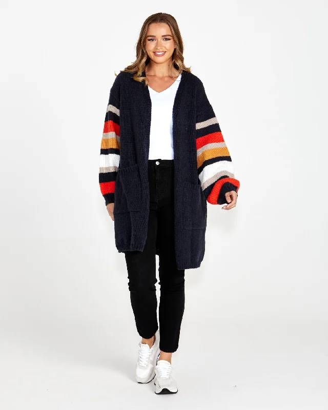 Sass Liliana Chunky Cardi Navy Stripe