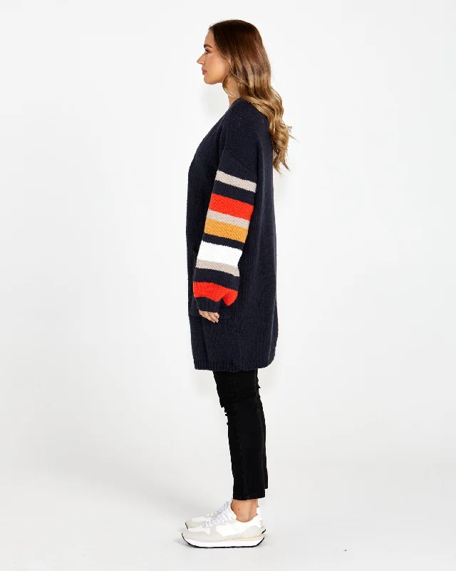 Sass Liliana Chunky Cardi Navy Stripe