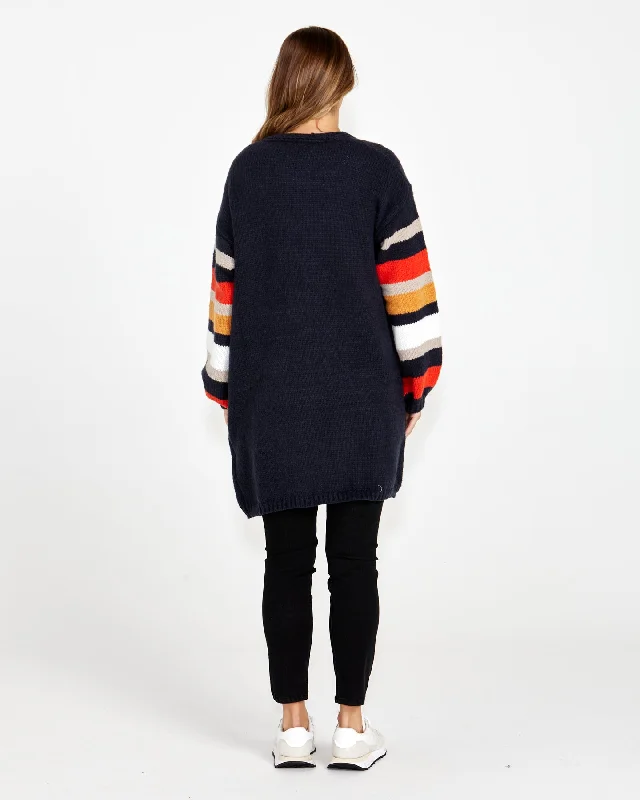 Sass Liliana Chunky Cardi Navy Stripe