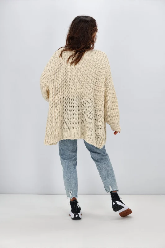 Sass Renn Long Knit Cardi Cream