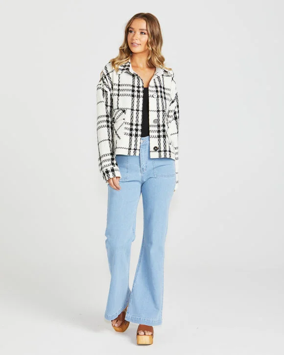 Sass Shira Shacket Cream Black Check