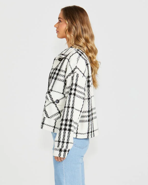 Sass Shira Shacket Cream Black Check