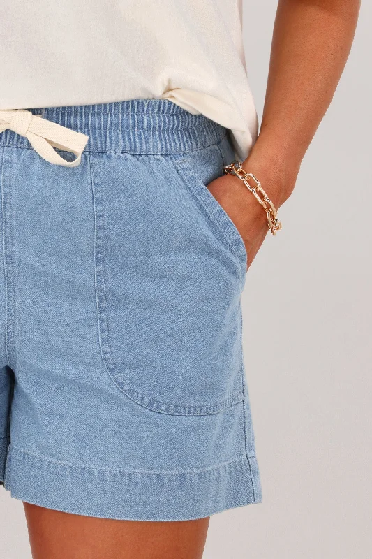 Shine On Label Anderson Chambray Elastic Waist Shorts