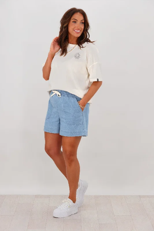 Shine On Label Anderson Chambray Elastic Waist Shorts