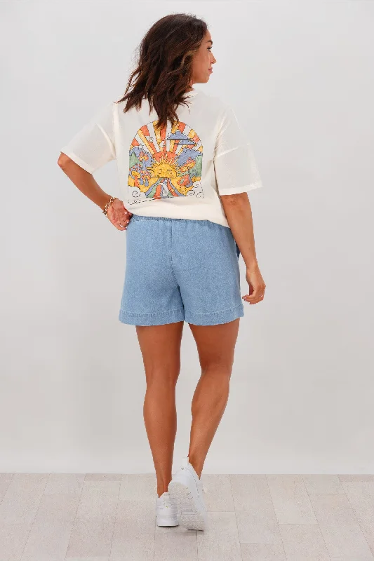 Shine On Label Anderson Chambray Elastic Waist Shorts