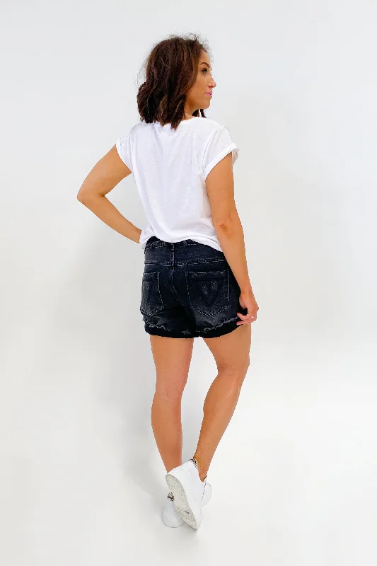 Shine On Label Baxter Slouchy Denim Short Black