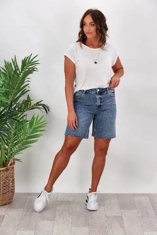 Shine On Label Felix Bermuda Denim Shorts Indigo