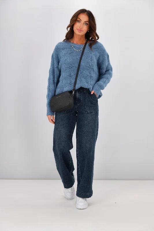 Shine On Label Marisol Pointelle Jumper Blue