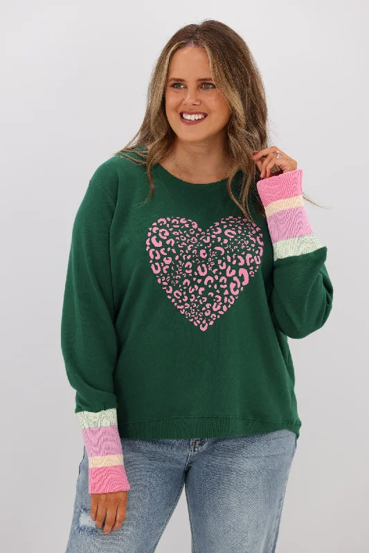 Shine On Label Penny Printed Crew Green