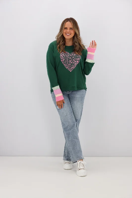 Shine On Label Penny Printed Crew Green