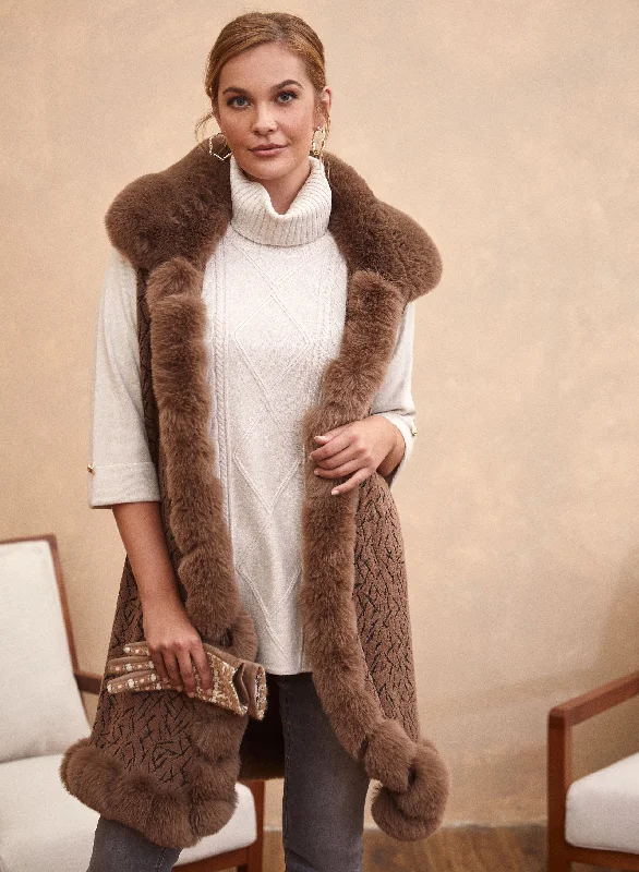 Sleeveless Faux Fur Poncho