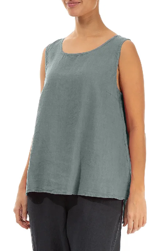 Sleeveless Sage Linen Top