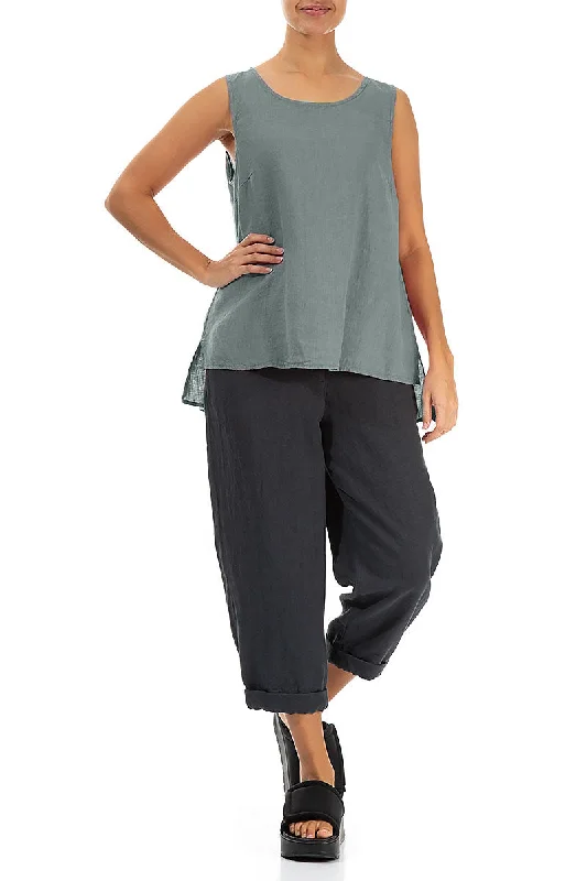 Sleeveless Sage Linen Top