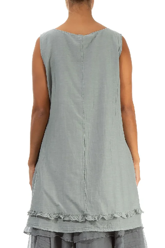 Sleeveless Sage Silk Cotton Tunic