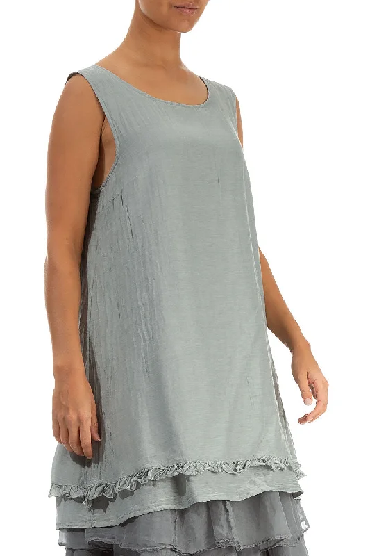 Sleeveless Sage Silk Cotton Tunic