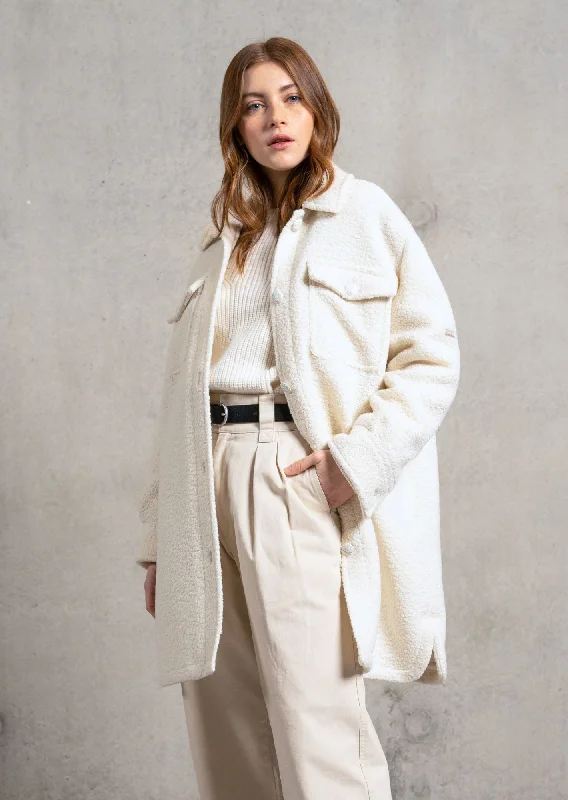 STE LOELIA - Long Sherpa Coat (WINTER WHITE)