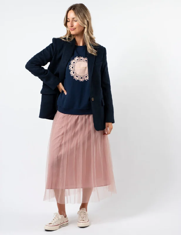 Stella + Gemma Classic Sweater Navy Blush Doily