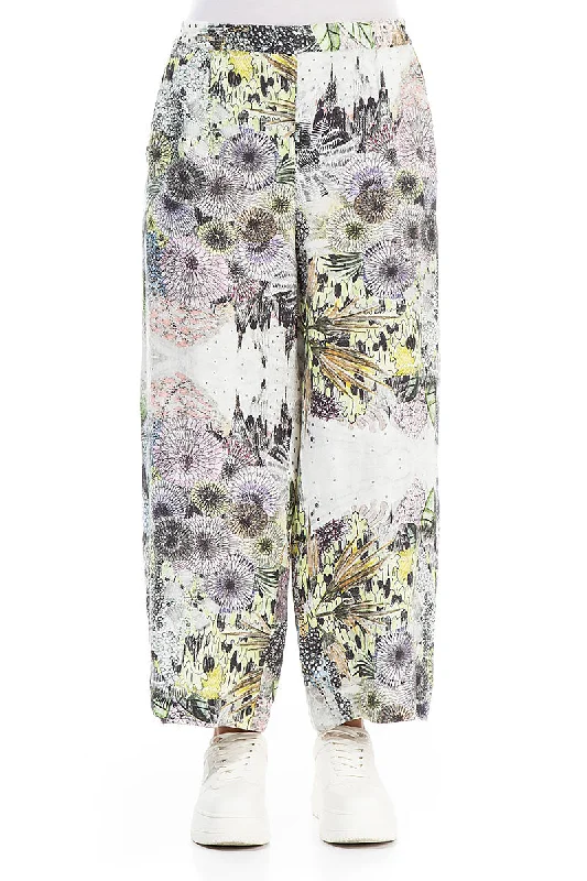 Purple Edge Botanical Linen Trousers