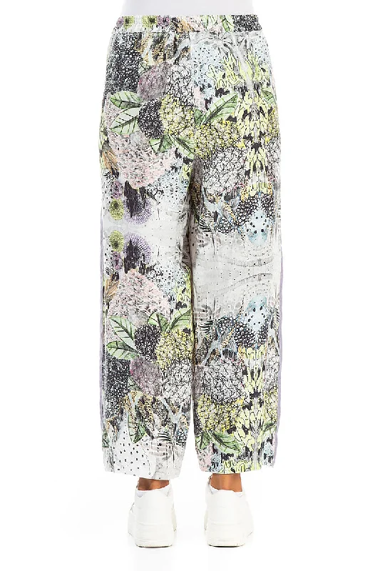 Purple Edge Botanical Linen Trousers