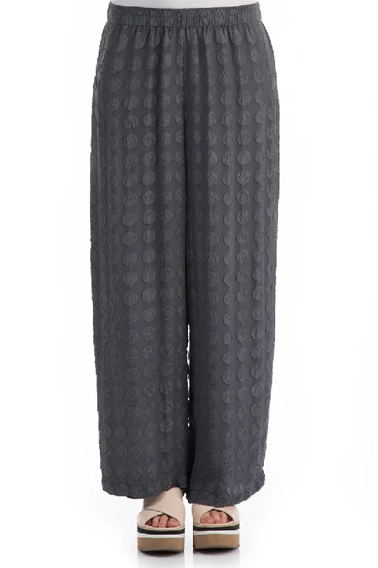 Straight Bubble Charcoal Silk Trousers