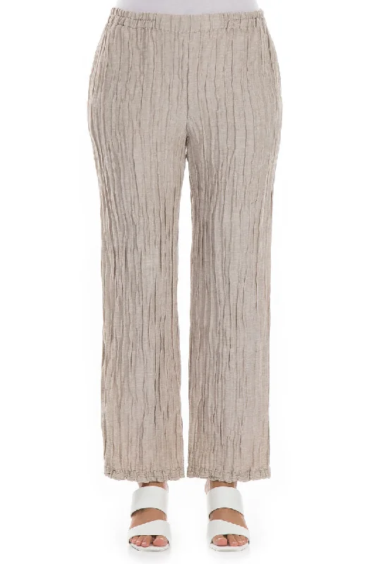 Straight Crinkled Cappuccino Trousers