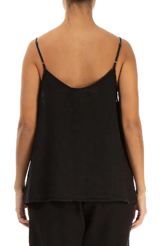 Strappy Black Linen Top