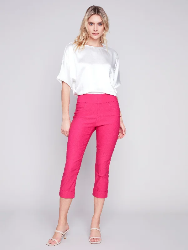 Stretch Pull-On Capri Pants - Punch