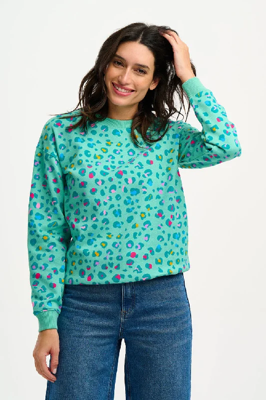 Sugarhill Noah Sweatshirt Rainbow Leopard Mint Green